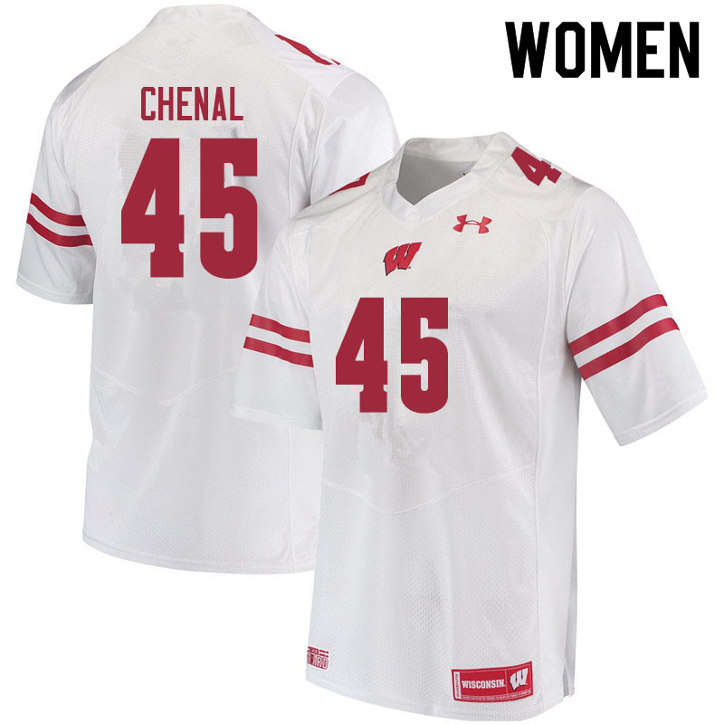 Wisconsin Badgers Women's #45 Leo Chenal NCAA Under Armour Authentic White College Stitched Football Jersey FC40C24BR